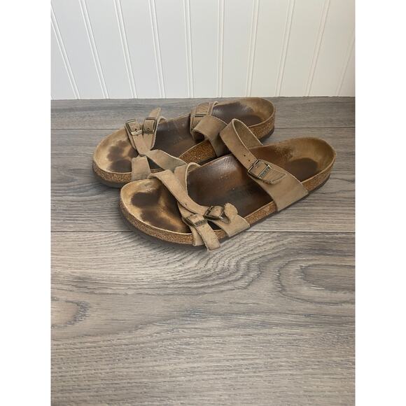Birkenstock Franca Sandals Size 40 Tobacco Brown Waxy Leather US sz. 9-9.5 - Picture 1 of 5